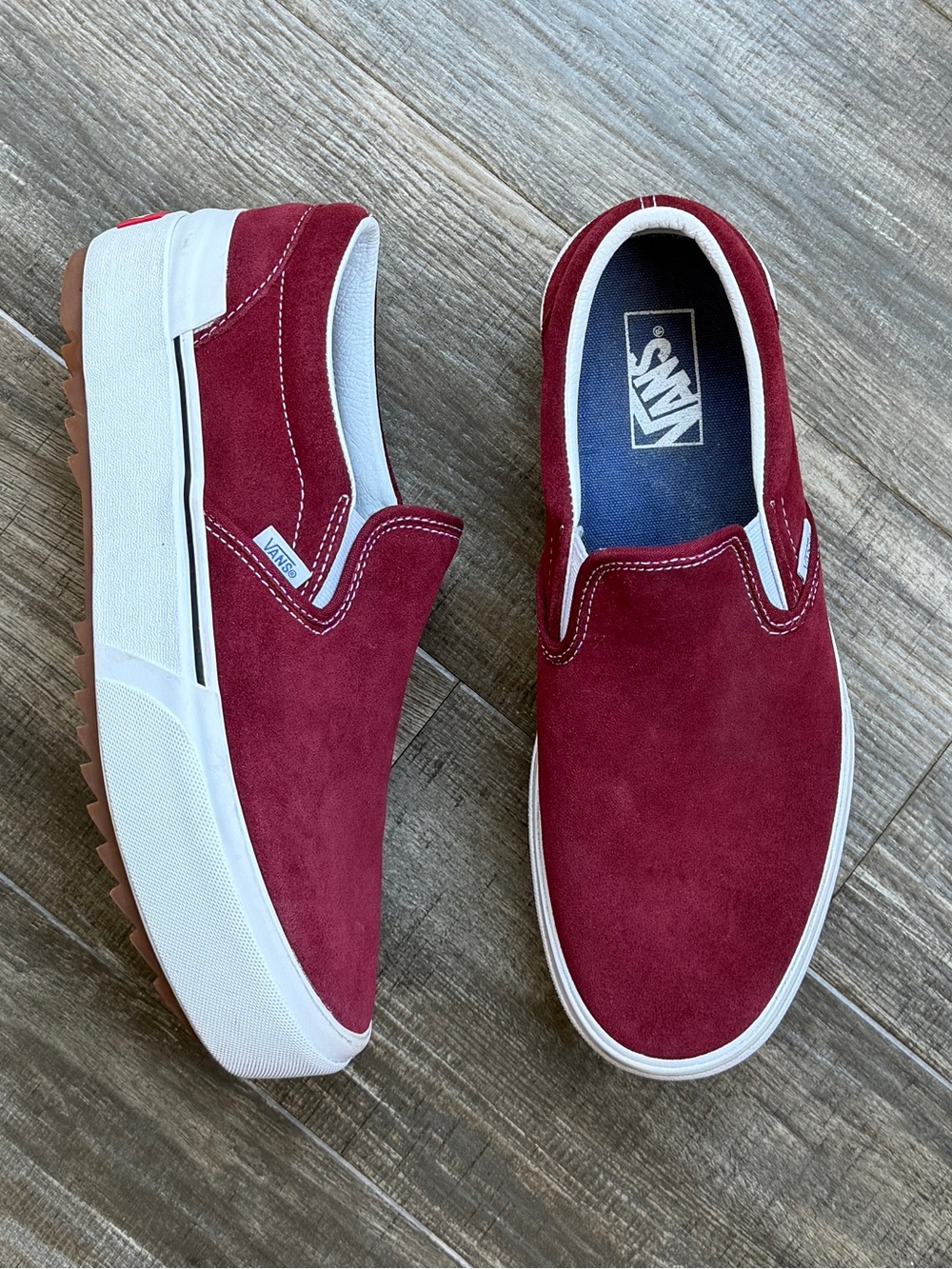 Vans classic slip on stacked suede pomegranate/ true white mens 9.5 - Picture 1 of 5